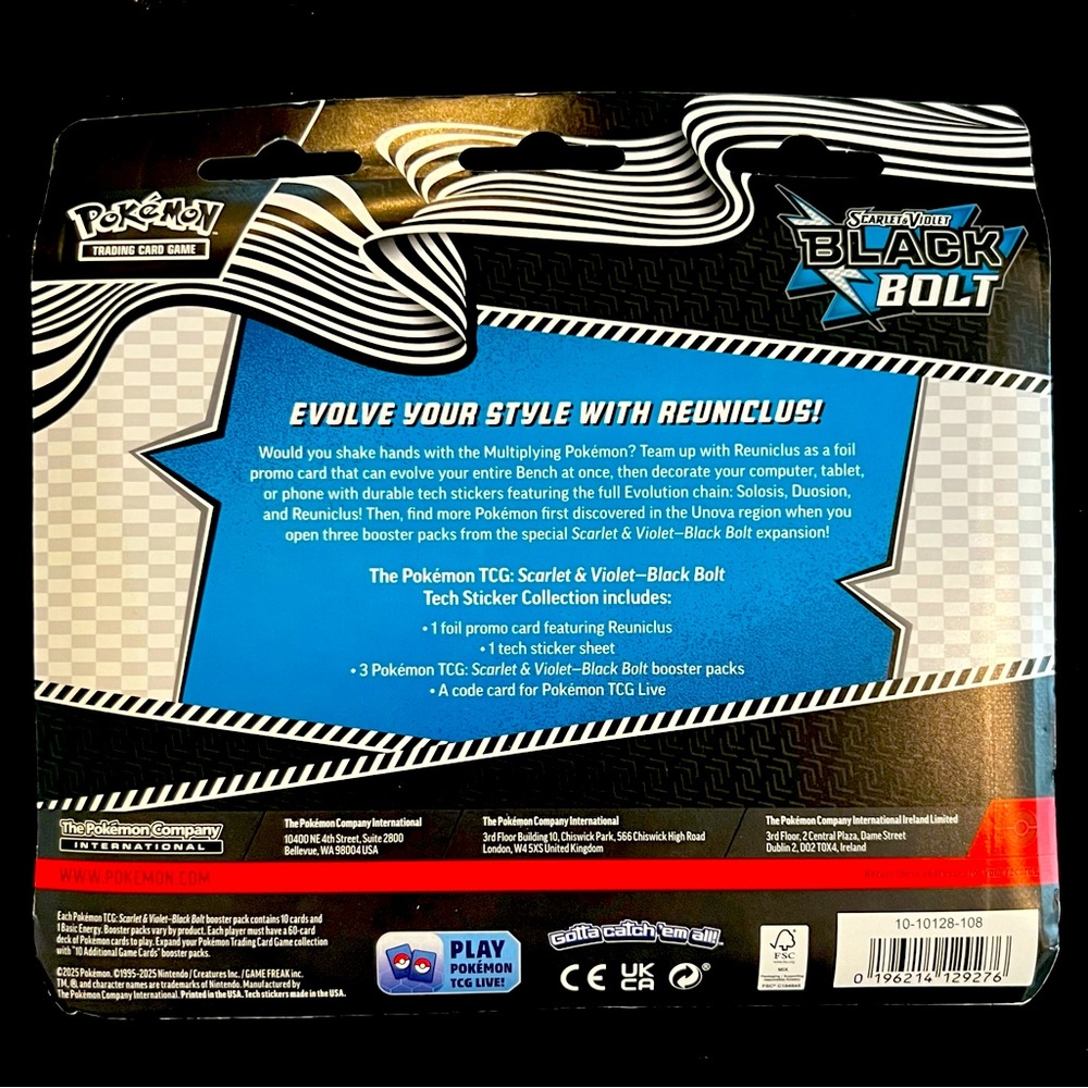 Pokemon TCG - Scarlett & Violet Black Bolt Tech Sticker Collection (3 Pack) - Picture 2 of 2